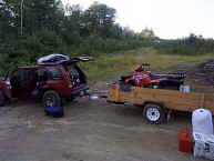 Unloading truck and trailer at the land